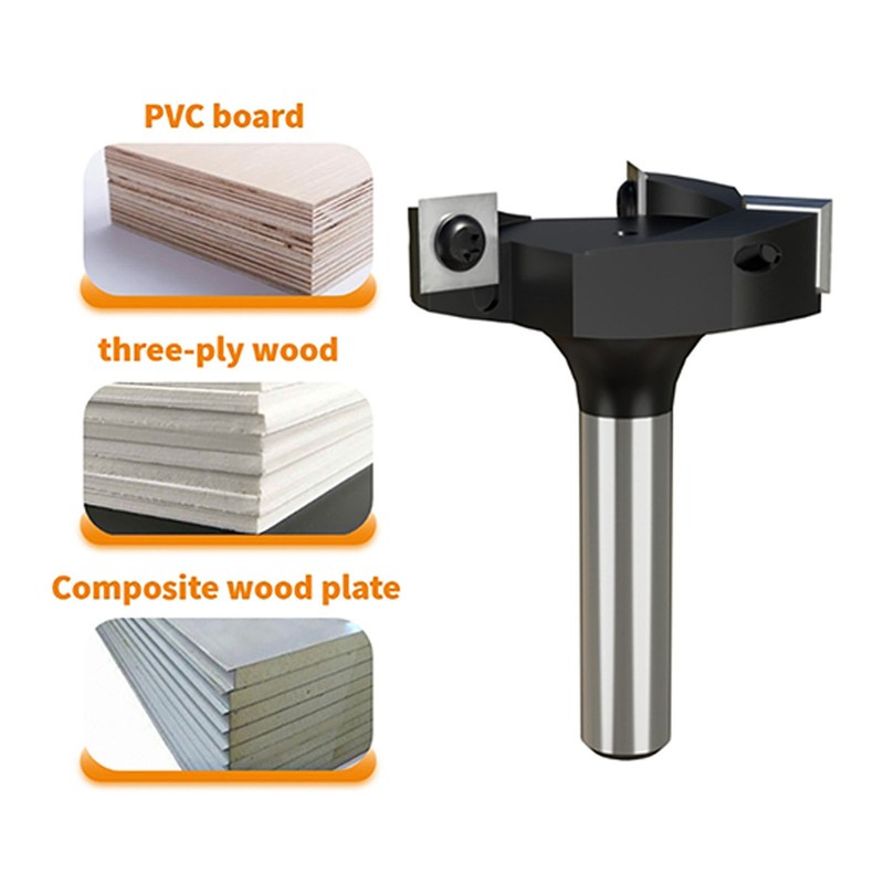 1/2in Shank Insert Style Spoilboard Bit 3 Blade T Shaped