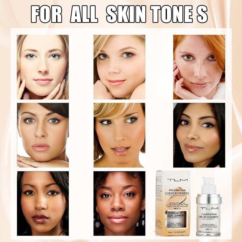 TLM Color Changing Foundation, Moisturizing Warm Skin Flawless Full Coverage