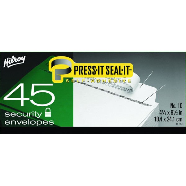 Hilroy Press-it Seal-it Envelopes, 4-1/8 X 9-1/2 Inches, Box Of