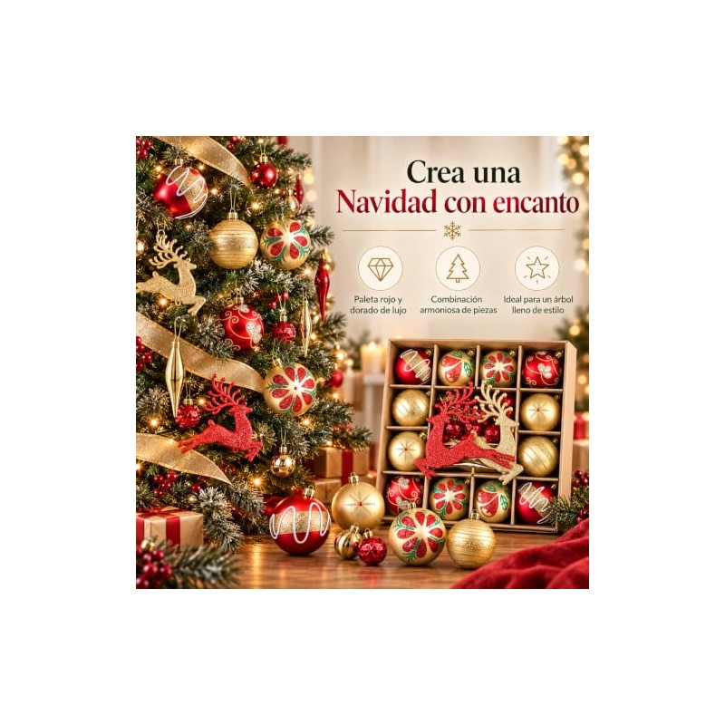 Esferas de Navidad, 40 Unidades Juego de Bolas de Navidad