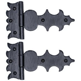 2 Pack 7.5" Black Wrought Iron Hinges - Hand Forged Wrought Iron Door Hinges – Handmade Rustic Iron Hinges for Farmhouse Shutters, Chests, Barn Doors, Shutter and Gates – The Castile Series