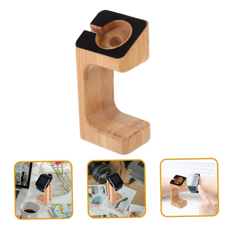NOLITOY 1Pc Bamboo Smart Watch Charging Stand Elegant Durable Charging