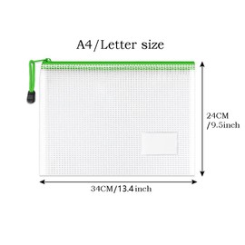 TRANBO 12 Stücke Reißverschlusstaschen A4, Wasserdichte Mesh-Taschen Dokumententasche, Zipper Tasche zur Aufbewahrung von Ordnern, Schreibwaren,Geeignet für Schule, Büro, Reisen