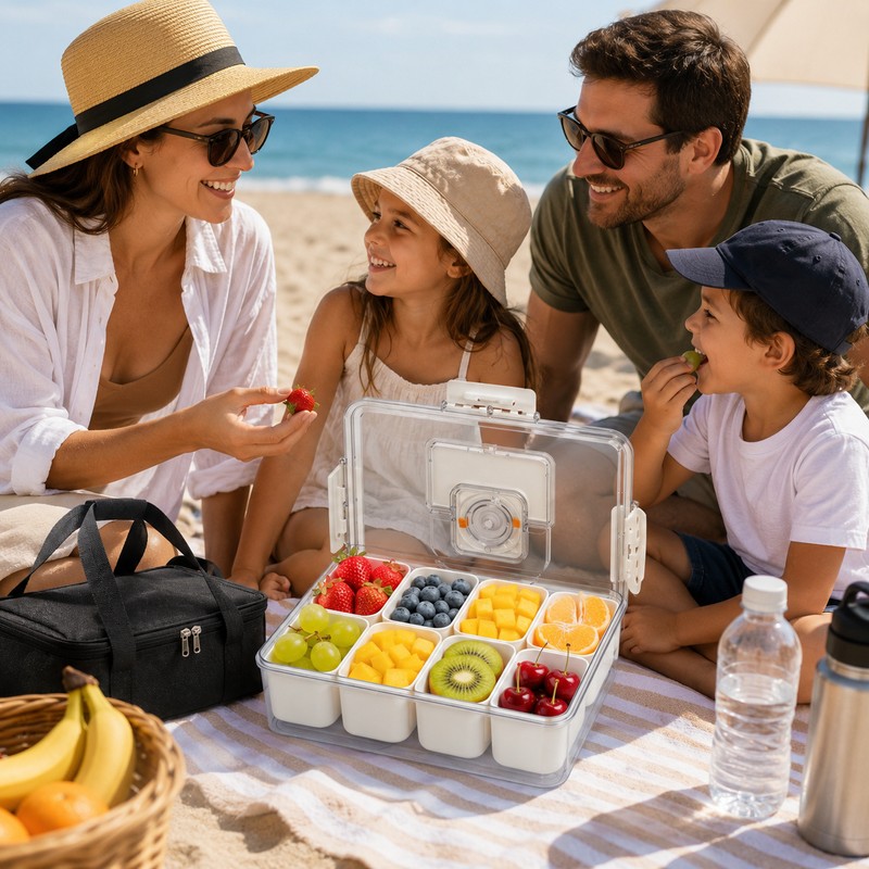 Chilled Snackle Box for Travel Snacks – Divided Insulated Serving