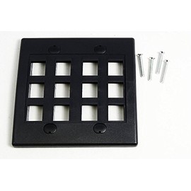 RiteAV - Keystone Wall Plate Double Gang 12-Port Black (1 Piece Flush)