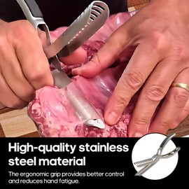 BBQ Rib Membrane Removal Tool, Stainless Steel BBQ Rib Prep Pro Tools Kit with Arc Clamp & Non-Slip Grip BBQ Rib Skinner for Outdoor Cooking