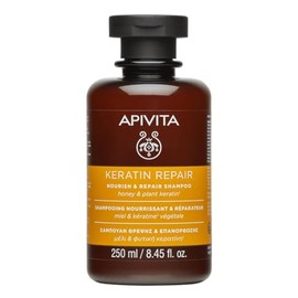 Apivita Shampoo Keratin Repair Nutritivo y Reparador para cabello seco y dañado 250ml - Sin sulfatos - Con miel y queratina vegetal - Previene la rotura del cabello y puntas abiertas, control del encrespamiento