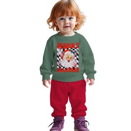 CM C&M WODRO Toddler Baby Boy Girl Merry Christmas Outfit Santa Crewneck Long Sleeve Sweatshirt Pants 2Pcs Clothes Set(Green,2-3 Years)