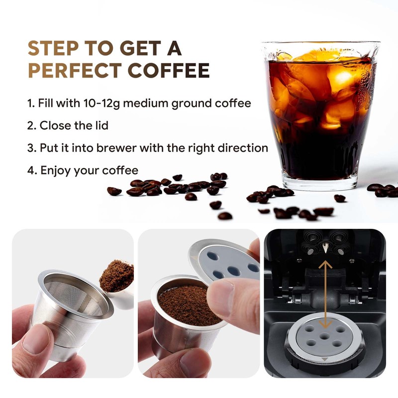 Stainless Steel Reusable K Cups for K eurig Supreme &