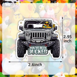 You've Been Ducked Card, Duck Duck Tags, Ducking Game Card, Ducked Tags, Rubber Duck for Tags, White SUV Car Design, with Round Hole and Rubber Bands 50Pack (White)