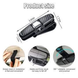 2PCS Glasses Holders for Car Sun Visor, Glasses Clip Organizer, Sunglasses Eyeglasses Mount with Ticket Card, Car Sun Visor Double-Ends Clip, 180 Degree Rotational Car Glasses Holder