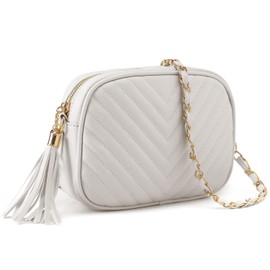 Lotus Karen Crossbody Bags for Women Trendy Small Crossbody Purse for Women Triple Zip Cell Phone Leather Handbag (White)