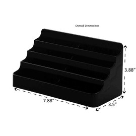 Deflecto Business Card Holders Four Tier 8 pocket Compartment Black (70101) (1, 8 Pocket Black)