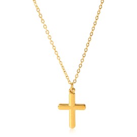 ZMNVHJ Cross Chain Necklace for Women 18K Gold Plated Tiny Cross Chain Layered Cross Chain Necklace Women's Elegant Fashion Jewellery Hypoallergenic Gold Cross Pendant Gifts for Women Girls, Gold, No