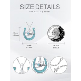 Flpruy Cowboy Hat Horseshoe Necklace 925 Sterling Silver Turquoise Western Pendant Country Horseshoe Jewelry for Women Men