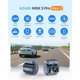 KAWA 2K Dash Cam for Cars with Voice Control - Stealth Display Tiny Dashcam Front Included 32GB Micro SD Card, Super Night Vision, 1296P QHD, G-Sensor, Built in WiFi & App Car Camera