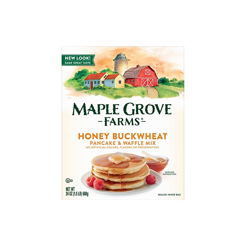 Maple Grove Farms Pancake & Waffle Mix, Honey Buckwheat, 24