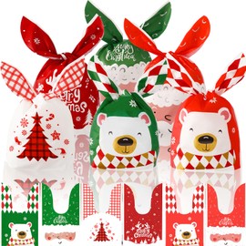 METBOU Christmas Bags Wrapping 120 Pcs Christmas Candy Bags Christmas Gift Bags Candy Bags Wrapping Bags Divider Bags Christmas Gift Bags Santa Snowman