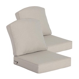 Goodgoods 24 x 24 Outdoor Patio Deep Seat Cushions 2-Pack, 1000+ Hours Fade-Resistant & Water-Resistant Outdoor Furniture Chair Cushions with 30D High-Resilience Foam for Sofa Chair, Putty