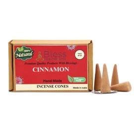 Bless International Cinnamon 100%-Natural-Incense-Cones Handmade-Hand-Dipped Organic-Chemicals-Free for-Purification-Relaxation-Positivity-Yoga-Meditation The-Best-scents (20 Count)