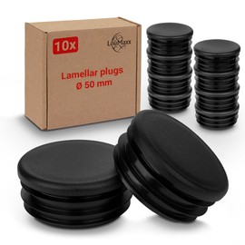 LouMaxx Lamellar Plugs Round 50 mm - Tube Cover Round Black Plugs for Pipe 50 mm - Round Pipe Plugs Made of Robust Plastic - Post Caps Also for Perfect Protection as Cover Cap Pack of 10