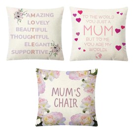 eBoutik - Stylish Novelty Gift For Mum From Son, Daughter - Set of 3 Unique Cushion Covers Decoration For Mother - Throw Pillow Cover For Summer, Birthdays, Easter etc.