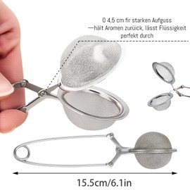 5 Stück Teesieb Für Losen Tee, Edelstahl Teeei Mit Feinem Sieb, Teezange Für Tasse Und Teekanne, Praktischer Teefilter Für Teeliebhaber Und Küchenhelfer