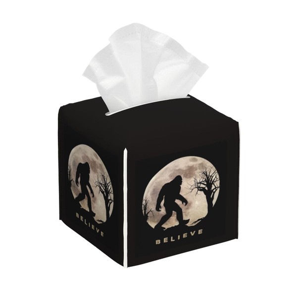 WCMYII Tissue Box Cover Funny Bigfoot Sasquatch Full Moon Modern