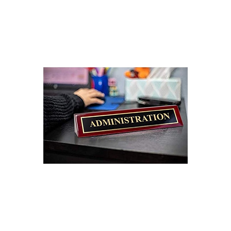 Piano Finished Rosewood Standard Engraved Desk Name Plate 'Administration', 2"