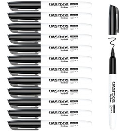 OASIDOS Fine Tip Dry Erase Markers - 12 Pack Fine Point Thin Black Whiteboard Markers Bulk, Low Odor Dry Erase Markers for Office Classroom School White Board…