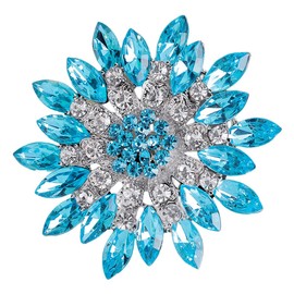 FAIRYGATE Brooches for Women UK Blue Ladies Crystal Flower Art Deco Brooch Large Vintage Lapel Pin Sparkly Gift for Wedding Birthday for Ladies Friends B3719