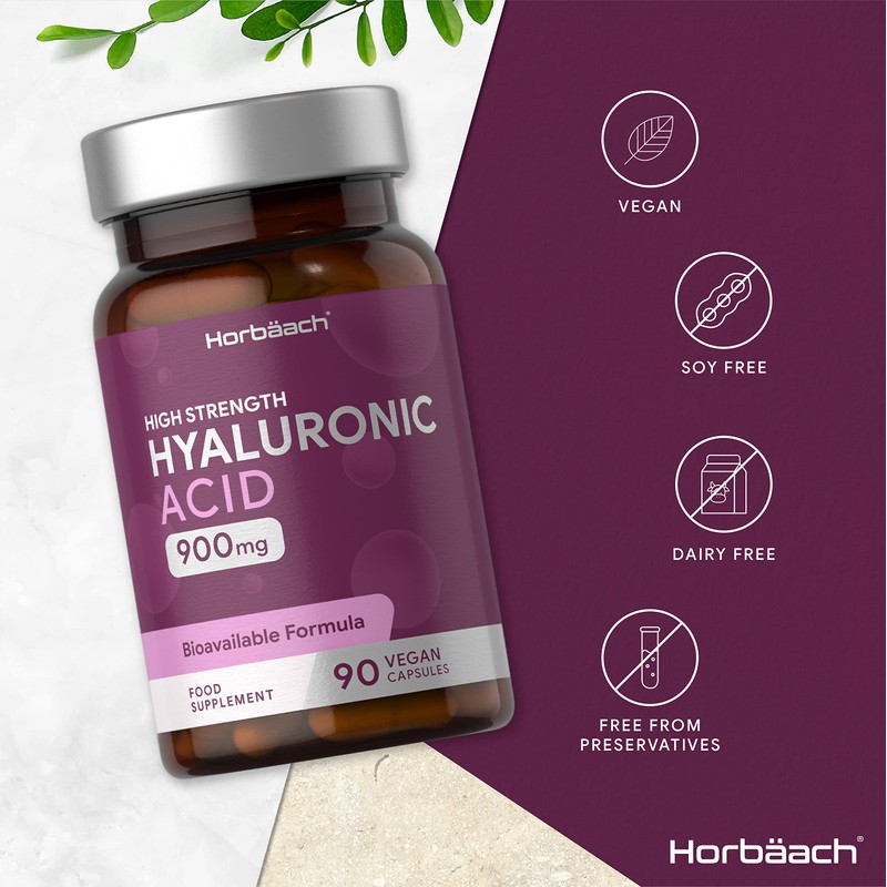 Hyaluronic Acid Supplement 900mg | 90 Vegan Capsules | High