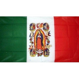 3'x5' MEXICO LADY of GUADALOUPE FLAG, catholic guadelupe mexican virgin mary