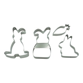 BekkiB - Set of 4 Cookie Cutters "Rabbit & Carrot" - Cookie Cutters for Easter - 3 Easter Bunnies & 1 Carrot Made of Stainless Steel - Dishwasher Safe Cookie Cutters - 8389