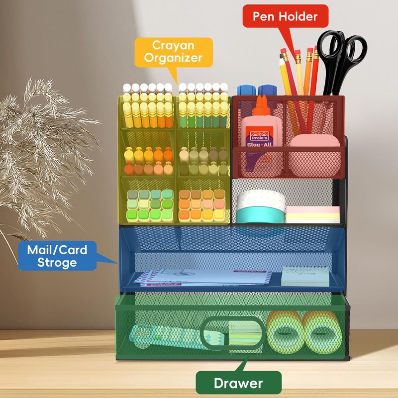 ReePlan Pen Organizer for Desk - Multi-Functional Pencil Holder with