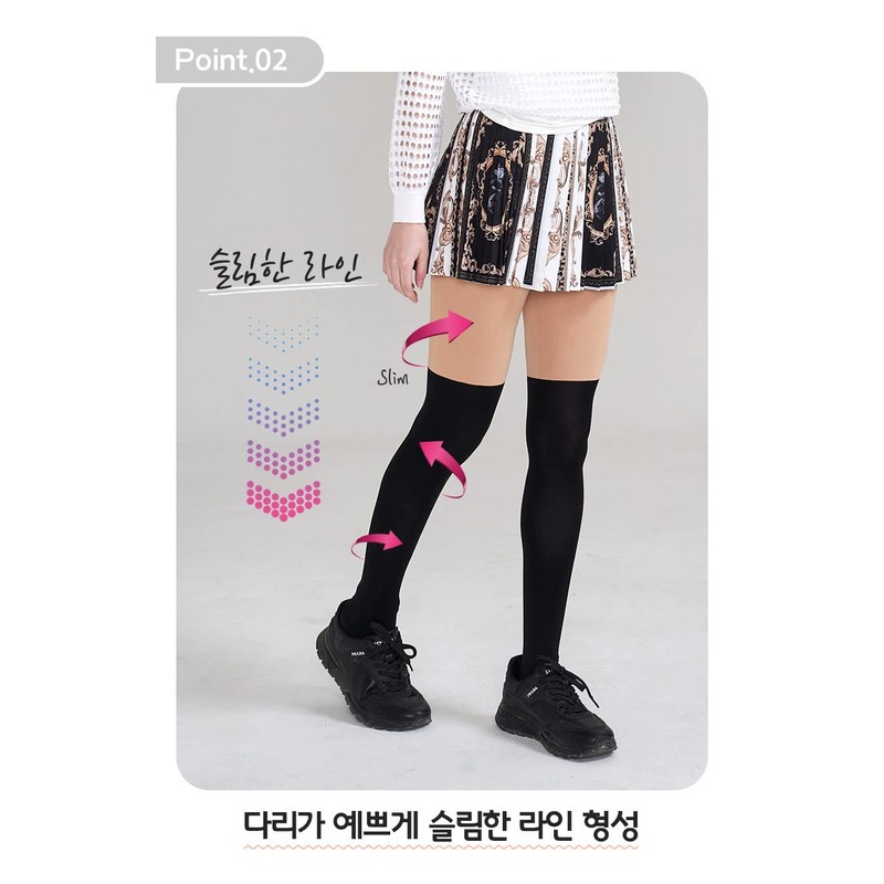 HUSTONY Summer UV Protection Korean Golf Socks Two-Tone Faux Leggings
