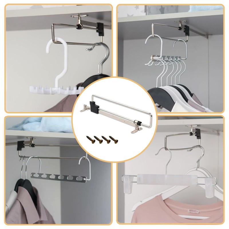Extendable Clothes Rail, 25 cm Clothes Rail, Extendable Wardrobe Rail,