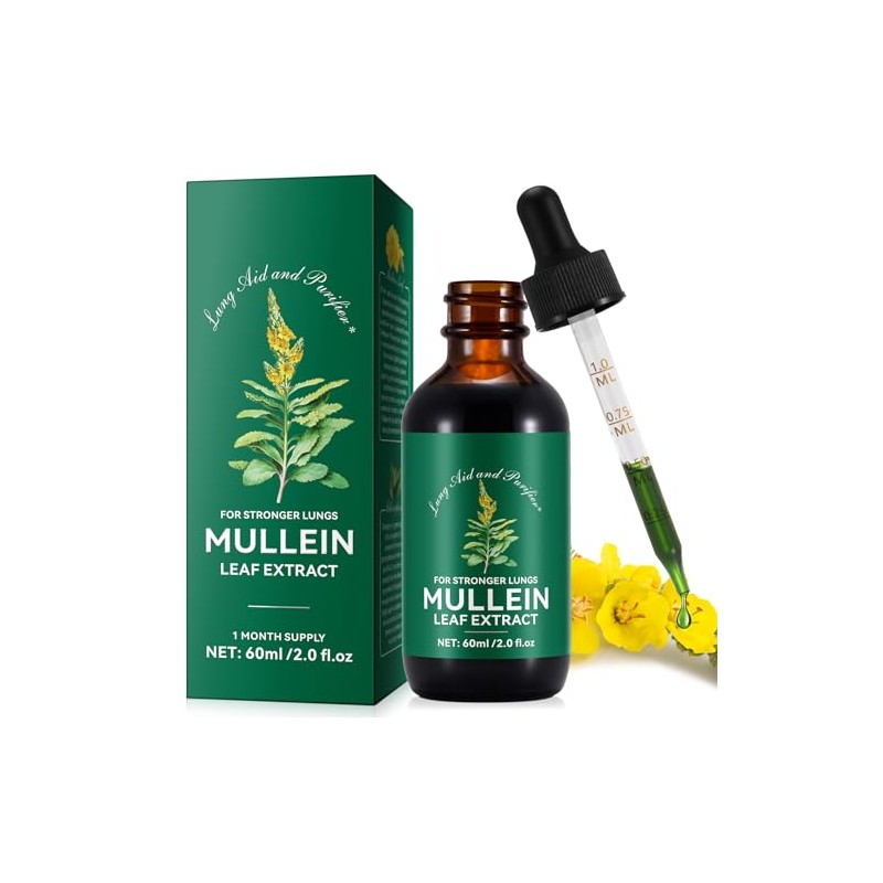 Mullein Leaf Extract for Lungs,60ML Premium Mullein Leaf Extract Drops