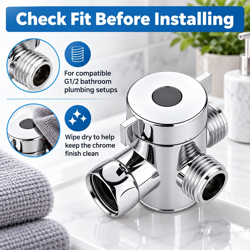 3-Way Water Diverter Valve for Bathroom Shower & Faucet –