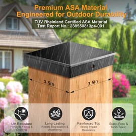 4x4 Post Caps Black (Fits 3.5"x3.5"), ASA Material - UV, Fade & Crack Resistant, Fence & Deck Post Caps 4x4 (12 Pack), Long-Lasting Protection for Outdoor Wood Posts