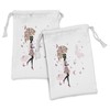 Ambesonne Feminine Fabric Pouch Set of 2, Girl with Floral