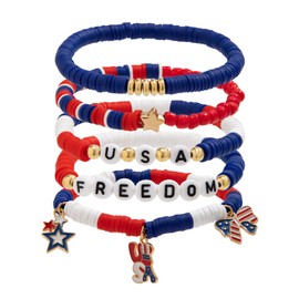 hhdatc American Flag Bracelet Stackable Rainbow Friendship Bracelet Gifts,American 4th of July USA Decoration Accessories