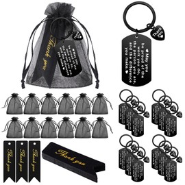 Yinkin 36 Pcs Employee Appreciation Gift for Christmas Coworker 2025 Thank You Gifts Bulk Keychain with Drawstring Bags Xmas(Black,12 Sets)