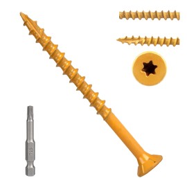 Fmjdnls Wood Screws 2-1/2 Inch, #10×2-1/2" Deck Screws, 200 Pcs Tan Rust Resistant Epoxy Coated Outdoor Decking Screws, Torx/Star Drive Head Decking Screws, T25 Star Bit Included, for Timber, Fence