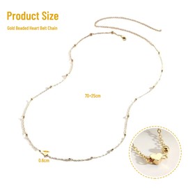 CharmBurst Verstellbare Bauchkette mit Herz-Anhänger, Elegante und Vielseitige Taille-Kette, Goldene Mode-Gürtel für Frauen, für Strand und sommerliche Outfits