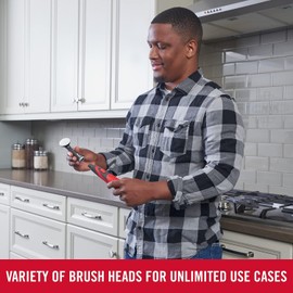 Rubbermaid Reveal Power Scrubber with Multi-Purpose & Grout Head, Cordless Electric Battery Powered Scrub Brush, Water Resistant, for Home/Kitchen/Bathroom/Grout/Tile/Shower/Tub