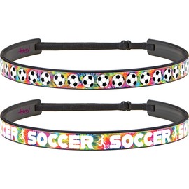 Hipsy Blades Adjustable & Flexible No Slip Soccer Sports Headbands for Women Girls & Teens (Blades Tie Dye Kicking Soccer & Soccer Balls 2pk)