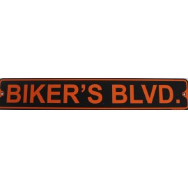 Metal Street Sign Biker's Blvd Harley Davidson Biker Cave Bar Decor 3"x18"
