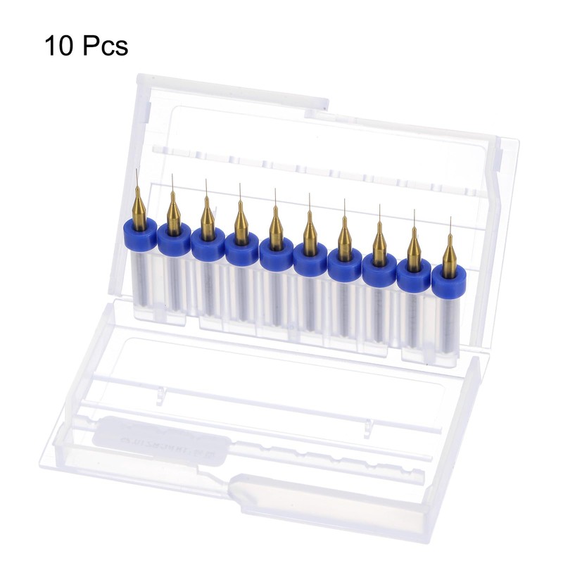 sourcing map 10pcs PCB Drill Bits 1/8" Shank 0.25mm Titanium