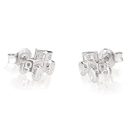 NKlaus Pair of 10 x 7 mm Tractor Stud Earrings 925 Silver Tractor Earrings Unisex 3766, Silver